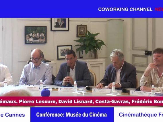 Thierry Frémaux-Pierre Lescure-David Lisnard-Costa-Gavras-Frédéric Bonnaud-Conference-Musee-Cinema-Cannes-pour-Coworking-Channe